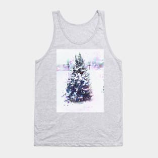 Pretty little pine tree in the snow in oil paint Tank Top